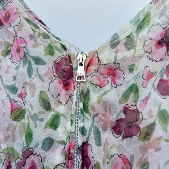 Dolce & Gabbana Authentic Silk Floral Sheer Mini Dress Pink Cottage 4 Fairy 40 - Picture 11 of 12
